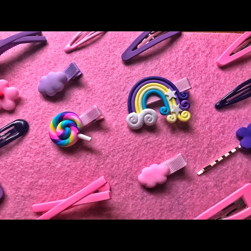 10 PC HAIR CLIPS ACCESSORIES PINK & Purple